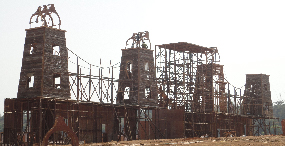 Ancient Varanasi Ghat Set for Prabodha Chandrodayam